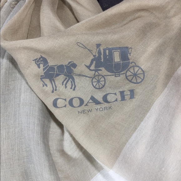 New Coach Windowpane Light Weight Scarf - Picture 3 of 7